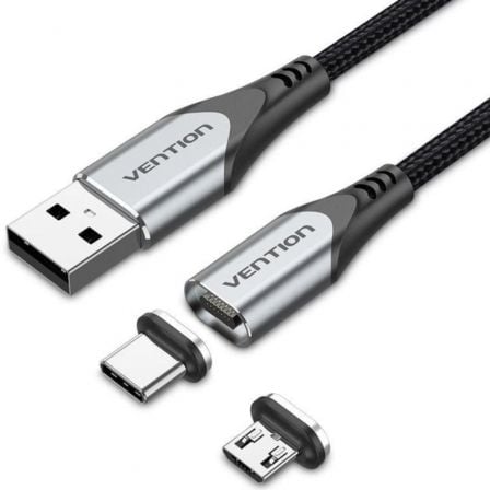 Cable de Carga Magnético USB Tipo-C con Adaptador MicroUSB Vention CQMHF/ USB Macho/ USB Tipo-C Macho