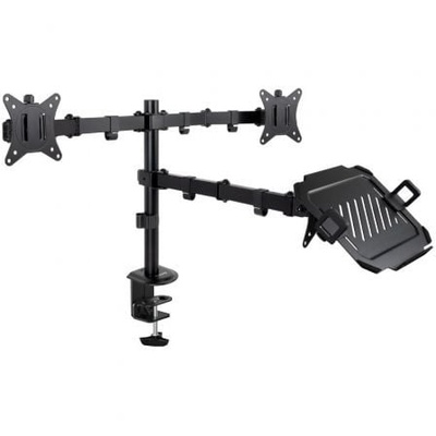 Soporte de Mesa para 2 Monitores y 1 Portátil TooQ DB1202TN-B/ Giratorio/ Inclinable/ hasta 9kg