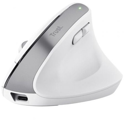 Ratón Vertical Inalámbrico por Bluetooth Trust Bayo+/ Batería Recargable/ Hasta 2400 DPI/ Blanco
