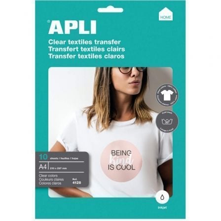 Papel Transfer Camisetas Apli 4128/ DIN A4/ 10 Hojas