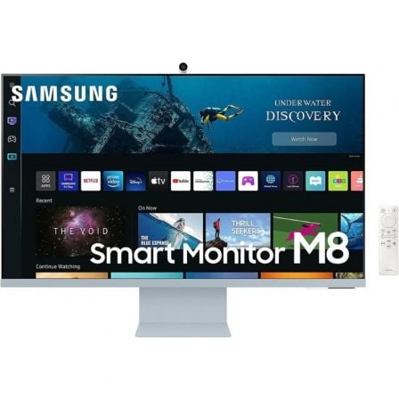 Smart Monitor Samsung M8 S32BM80BUU 32'/ 4K/ Smart TV/ Webcam/ Multimedia/ Azul y Blanco