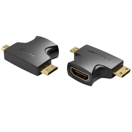 Adaptador HDMI 2 en 1 Vention AGFB0/ HDMI Hembra a Micro HDMI Macho